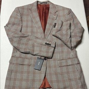 Hugo Boss Men's Brown Checkered Blazer